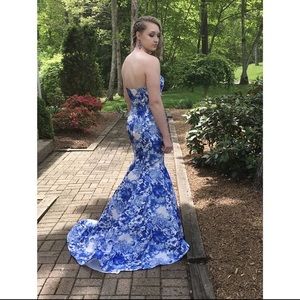 Blue and white prom dress